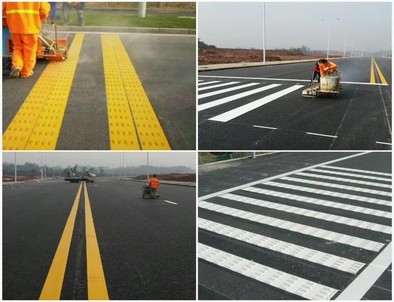 拉萨拉萨道路划线，热熔标线